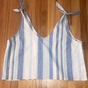 Up West Striped Blue and White Tie-Shoulder V-Neck XL Camisole New